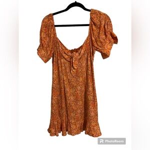 Showpo. Orange Floral Dress AU 12/ UK 12/ US 8/ EU 40